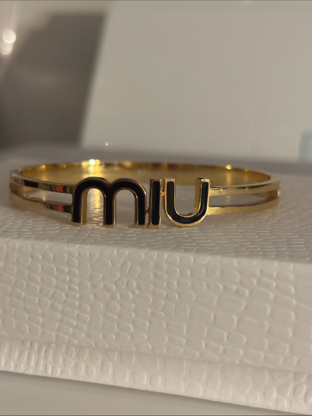 Mi Gold-Tone Logo Bangle Bracelet - Gold & Black